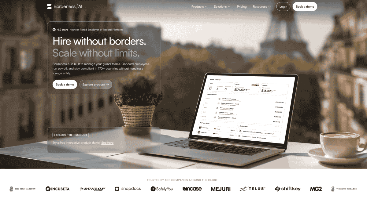 borderless ai homepage design
