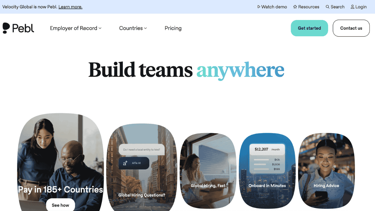 Pebl homepage design