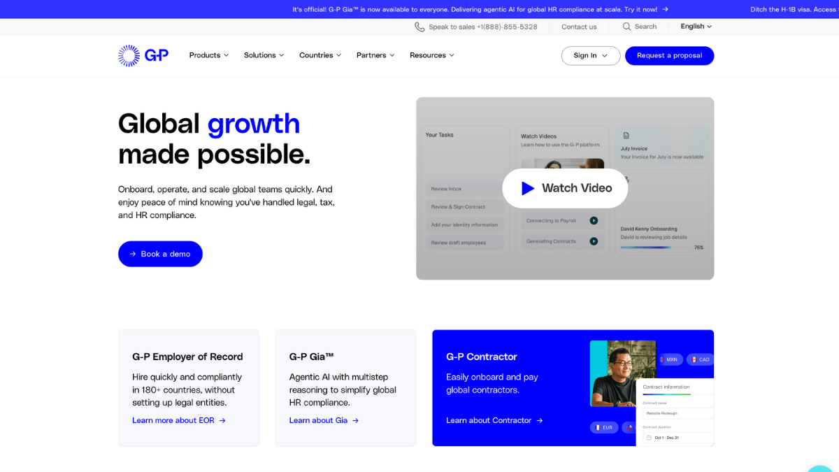 G-P website homepage 