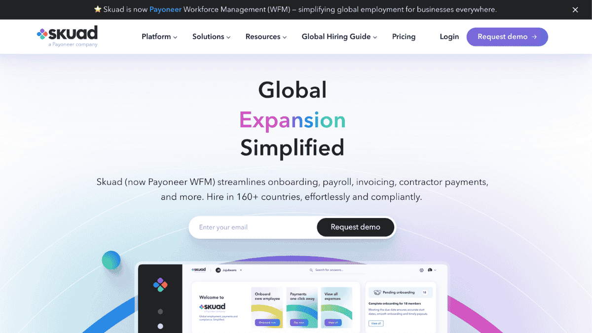 Skuad homepage overview