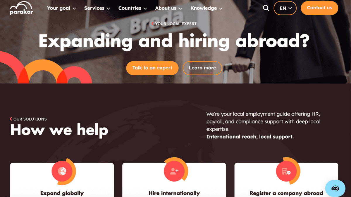 parakar homepage design contact form to start hiring abroad 