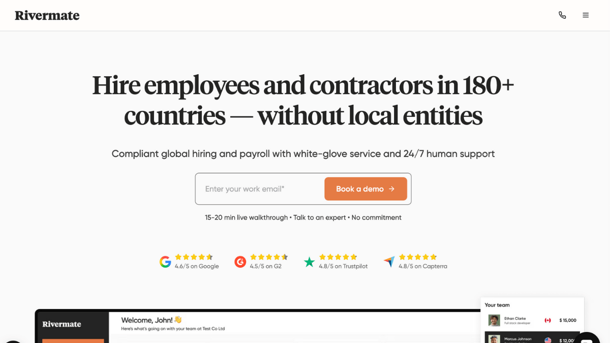 rivermate homepage overview