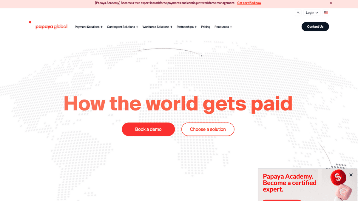 papaya global eor provider homepage design
