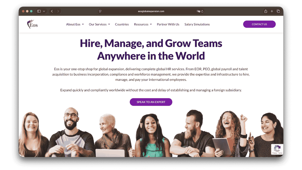 Screenshot of Eos Global Expansion Website
