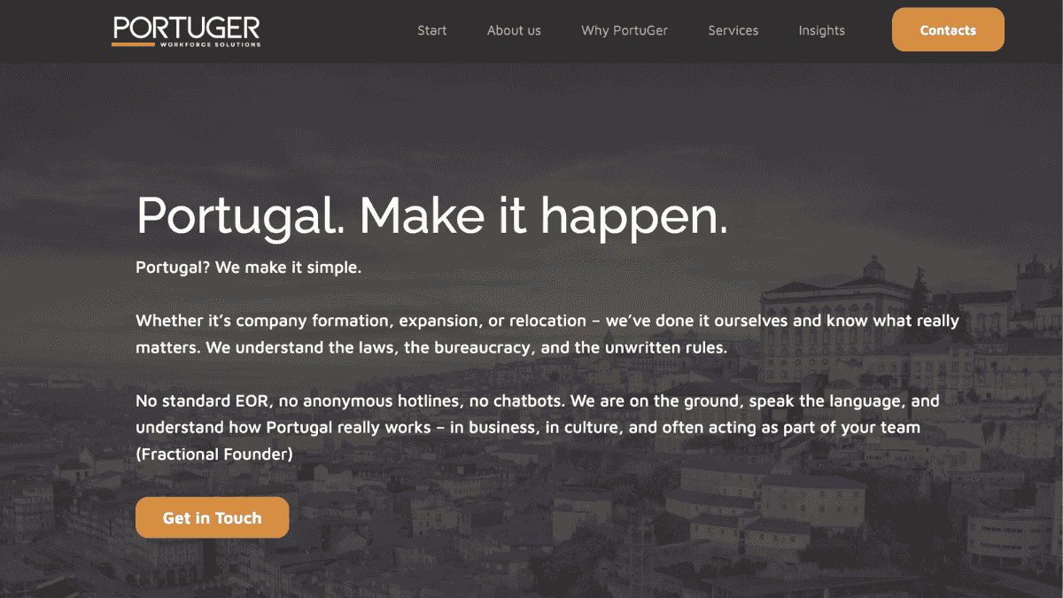 Website Screenshot of Portuger.com